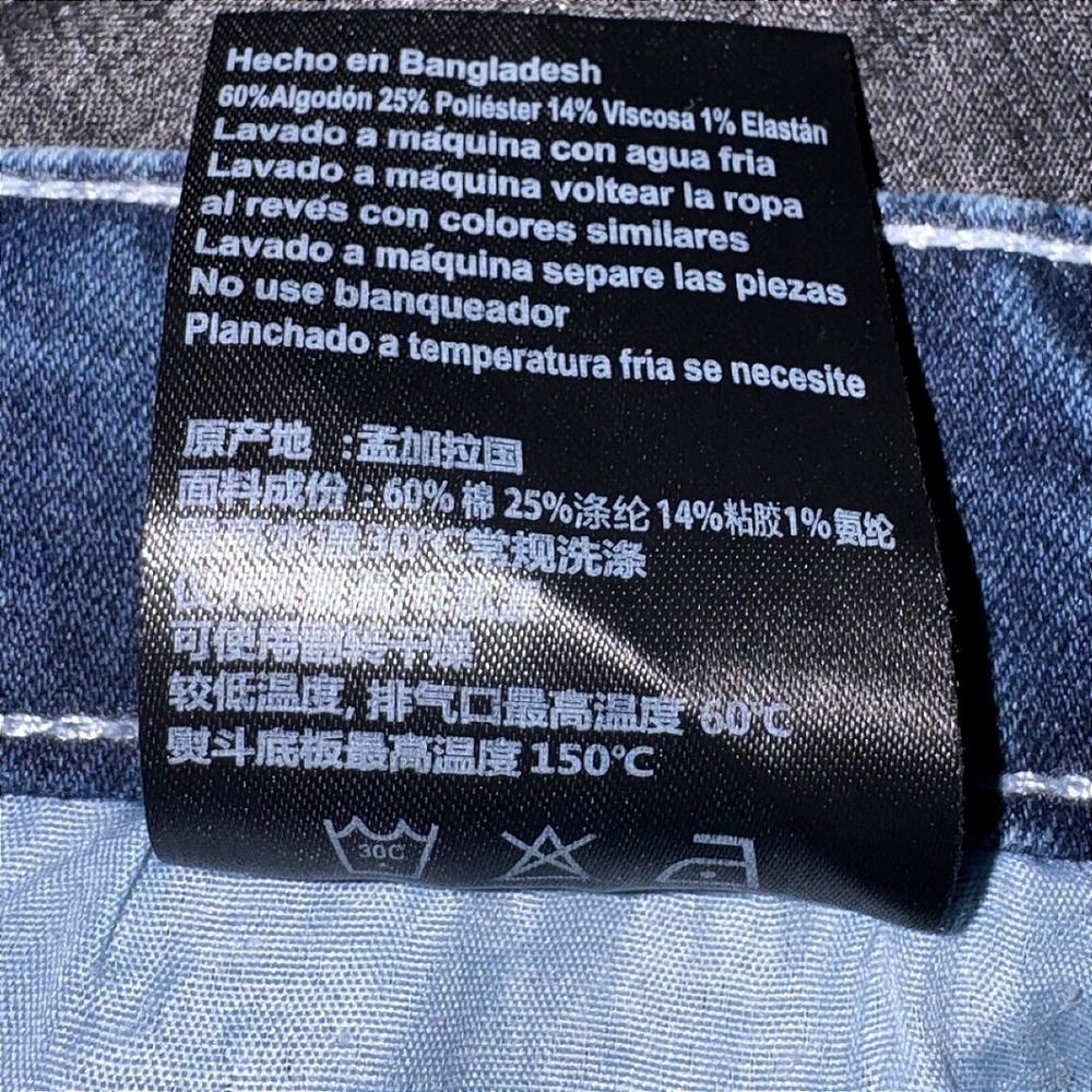 Southpole Mens Blue Acid Wash Biker Denim Shorts Moto Ribbed Zippers Size 52 - Picture 11 of 13